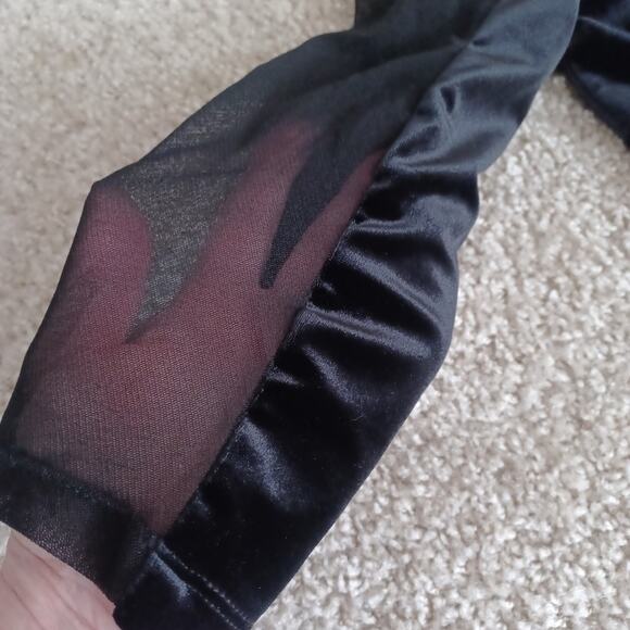 Bardot Velvet Mini Dress Mesh Back & Cut Outs Black 6 - Picture 7 of 14